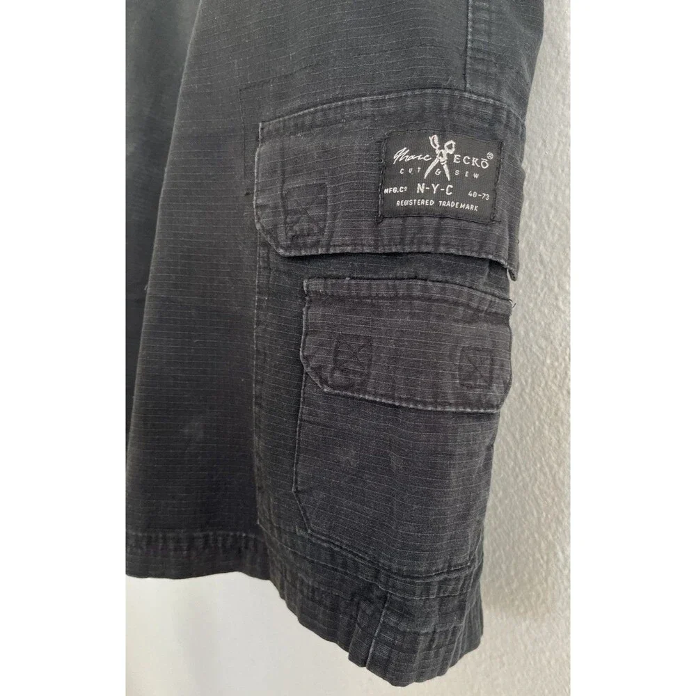 Marc Echo Cut & See Mens Cargo Shorts Sz 32 Black Cotton Casual Utility Y2K